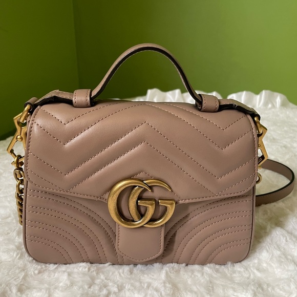 Gucci GG Marmont Dusty Pink Mini Top Handle Bag 🩷 - Picture 2 of 16